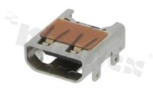 HDMI receptacle; R/A SMT; plating 15u' Au; halogen free