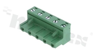 Pluggable terminal block; 7.62mm pitch; 5-ways; female; for wire 2.50mm2(28-12AWG); wire insertion direction same as plug-in direction; p.bronze contacts; brass cage; UL 300V/15A TUV 400V/20A