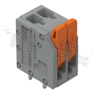 Listwa zaciskowa do PCB; przewód-płytka; na przewód 0.14 - 2.5 mm2; raster 3.5 mm; 2-torowa; 2 zaciskowa; kąt ułożenia przewodu względem płytki: 90; Push-in ; szary; 300V/10A