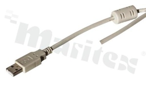 Kabel USB 2.0 zakończony wtykiem USB A4 męski -> 28AWG + 28AWG; z filtrem EMI ; 0.5mb; szary