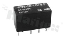 Przekaźnik elektromagnetyczny; prąd znamionowy 2A; napięcie cewki 9VDC; podwójne styki przełączne (2C); moc cewki: 200mW; 2A/30VDC; 1A/125VAC