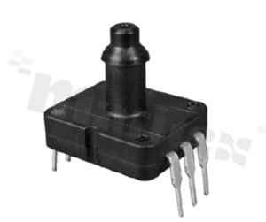 Gauge pressure sensor (positive); range: 700 kPa; accuracy: +-2%; working temp.: -40+125 deg.C; digitally amplified analog output; supply: 3.0 VDC; pin direction: oposite; THT; tray