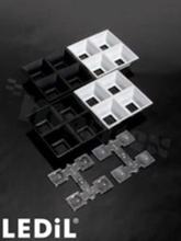 Odbłyśnik for LED; Number of LEDs: 4; Dimensions: 80x80mm; Height: 21mm; meterial: PC; Fastening: pin; screw; clips