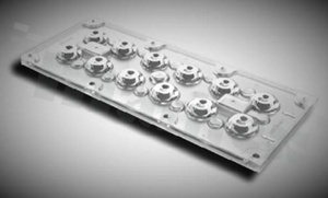 Lens for LED high power; mid power; angle: 120 degrees ; Number of LEDs: 12; Dimensions: 173x71.4mm; Height: 8.62mm; material: PMMA; Fastening: screw