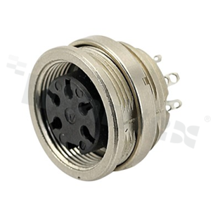 Gniazdo serii C091D; 3-stykowe; żeńskie; 5A; na panel; z nakrętką z tyłu; lutowane; styki srebrzone; IP6