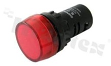 Lampka sygnalizacyjna; 22mm; zacisk śrubowy; plastik; podświetlenie pełne czerwone LED 12V; IP40.