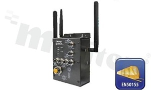 Industrial EN50155 IEEE 802.11 a/b/g/n 3G Cellular Router with 2x10/100Base-T(X); M12 connector