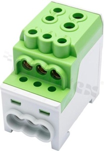 Złączka na szyne DIN; blok rozdzielczy dystrybucyjny;zielony; jednobiegunowy; 70mm2; Al/Cu;1000V AC;1500 V DC; 170 A