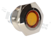 Lampka sygnalizacyjna; 22mm; terminale do lutowania; stal nierdzewna; podświetlenie żółte; LED 12V