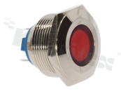 Lampka sygnalizacyjna; 22mm; terminale do lutowania; stal nierdzewna; podświetlenie czerwone; LED 24V