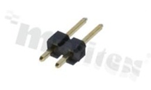 Listwa stykowa do PCB; w rastrze 2.54mm; 1x2 styków; 6T izolator,  montaż: THT; męska; prosta; jednorzędowe