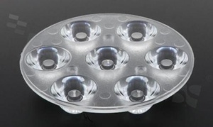 Lens for LED high power; angle: 60 degrees ; Number of LEDs: 7; Dimensions: round 67mm; Height: 13.4mm; material: PMMA; PC; Fastening: screw