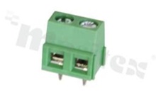 Listwa zaciskowa do PCB; w rastrze 5.00mm; 2-torowa; pionowa; na przewód 1.5mm2 (AWG 26-12); z ruchomą osłoną przewodu; ze śrubami na wkrętak krzyżakowy; klatka mosiężna; zielona; UL 300V/10A, TUV 250V/15A