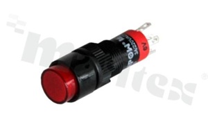 Przełącznik tablicowy; monostabilny; 12mm; klawisz okrągły; z podświetleniem czerwonym LED 6V; IP40