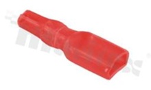 Insulation sleeve for flat connector 4.8 terminal; max cable OD=2.5mm L=23mm W=5.8mm; red