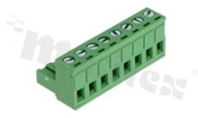 Pluggable terminal block; 5.00mm pitch; 8-ways; female; for wire 2.50mm2(28-12AWG); wire insertion direction same as plug-in direction; p.bronze contacts; brass cage; UL 300V/15A