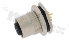 Gniazdo M12; kodowanie A; 10-stykowe; żeńskie; 1.5A; na panel; z nakrętką z przodu; lutowane; IP68