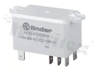 Przekaźnik mocy; prąd znamionowy 30A; napięcie cewki 230VAC; pojedynczy styk zwierny (1Z); 30A/230VAC