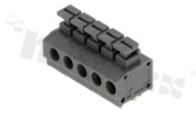 Listwa zaciskowa do PCB; w rastrze 5.00mm; 5-torowa; poziome wejście przewodu; na przewód 1.5mm2 (AWG 20-16); ze stykiem sprężynowym; szara; UL 300V/8A