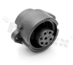 Gniazdo ECOMATE seria C016, 7-stykowe (6+PE), żeńskie, proste, 12A, 250V, kabel: max 0.75mm2( AWG18), styki srebrzone, lutowane, IP67