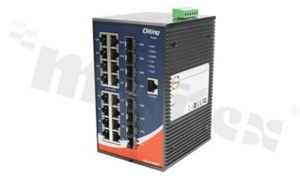 Managed Gigabit Ethernet switch with 16x10/100/1000Base-T(X) and 8x100/1000Base-X SFP; operating temperature -40+70 deg.C; redundant power supply 12-48 VDC; DIN rail mountable