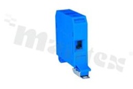 Installation terminal block; 1-level; 2-contacts; for wire 4-25mm2; screw terminal; blue; Din rail; 690V/101A