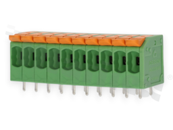 PCB terminal block; pitch 5.00mm; 10-ways; range wire 4.0mm2 (AWG 24-12); spring-loaded; green; UL 300V/20A