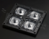 Soczewka do diod LED high power; kąt rozsyłu: asymetryczny ; ilość diod: 4; rozmiar: 90x90mm; wysokość: 13mm; rodzaj materiału: silikon; sposób mocowania: śruby