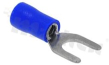 Konektor widełkowy; długi; otwór O5.3mm; na kabel 1.5-2.5mm2; Imax = 27A; izolacja niebieska