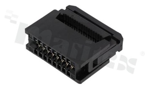 IDC connector; pitch 2.54mm; 16-contacts; male; flat cable AWG#26-#28