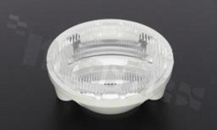 Soczewka do diod LED COB; kąt rozsyłu: Owalny 66 x 20 stopni FWHM; ilość diod: 1; rozmiar: okrąg 50mm; wysokość: 19.3mm; rodzaj materiału: PMMA; PC; sposób mocowania: śruby