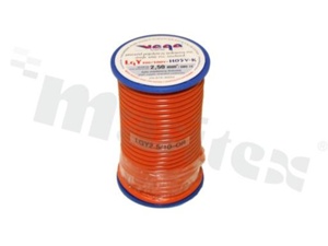 Przewód pojedynczy LGY/H05V-K; z wielodrutową miedzianą żyłą; pomarańczowy; przekrój 2.50mm2; AWG 14; 500V; -40+105 st.C; 10m.