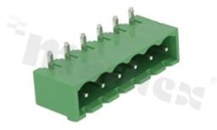 Pluggable terminal block; pitch 5.00mm; 6-ways; male; R/A pin header; closed type; UL 300V/16A; TUV:300V/20A