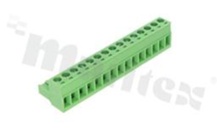 Pluggable terminal block; 5.00mm pitch; 15-ways; female; for wire 2.50mm2(28-12AWG); wire insertion direction same as plug-in direction; p.bronze contacts; brass cage; UL 300V/16A
