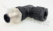 Wtyk M12; kodowanie A; 4-stykowy; męski; 4A; kątowy; na kabel; skręcany; IP67