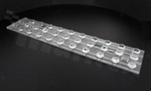 Lens for LED high power; mid power; angle: 50 do 76 degrees ; Number of LEDs: 33; Dimensions: 292x61mm; Height: 9.2mm; material: PMMA; Fastening: screw