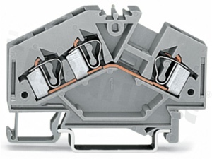 Din rail terminal block; 3 contacts; for wire 0.08-4.0mm2 (28-12AWG); angled construction;blue; 800V/32A