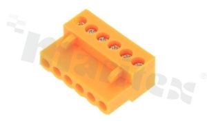 Listwa zaciskowa rozłączalna; w rastrze 3.96mm; 6-torowa; żeńska; na przewód 2.50mm2(28-14AWG); kierunek wtykania równoległy do osi przewodu; styki z fosforobrązu; stalowa klatka przewodu; UL 150V/8A
