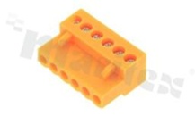 Pluggable terminal block; 3.96mm pitch; 6-ways; female; for wire 2.50mm2(28-14AWG); wire insertion direction same as plug-in direction; p.bronze contacts; steel cage; UL 150V/8A