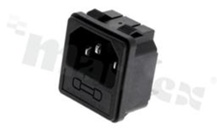 Connector: AC supply; male; straight;  for panel-with screwless terminal (Push-In); terminals 4.8x0.8mm; fuse size 5,2x20mm (additionally equipped); fusedrawer included;10A/250VAC
