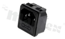 Connector: AC supply; male; straight; for panel-with screwless terminal (Push-In); terminals 4.8x0.8mm; fuse size 5,2x20mm (additionally equipped); fusedrawer included;10A/250VAC