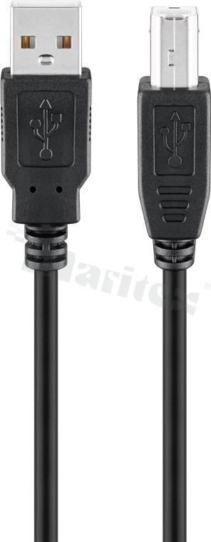 Kabel USB 2.0; zakończony wtykami USB A <-> USB B; 28AWG + 24; 3.0m;podwójnie ekranowany;czarny
