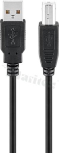 USB cable standard USB 2.0 Hi-Speed; A male->B male; black; 28/24AWG; double shielded; 3,0m; black