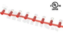 Ring terminal; M3; for wire 0.5-1.5mm2; tinned brass; isolated red; Imax - 18A