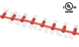 Ring terminal; M3; for wire 0.5-1.5mm2; tinned brass; isolated red; Imax - 18A