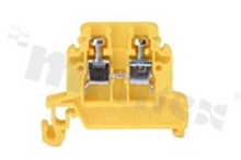 Installation terminal block; 1-level; 2-contacts; for wire 0,5-4,0mm2; screw terminal; yellow; Din rail; 690V/32A