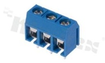 PCB terminal block; pitch 5.00mm; 3-ways; vertical; wire range 1.5mm2; with screws for a cross screwdriver; brass cage; blue color; UL 250V/16A