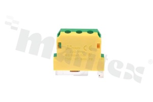 Installation terminal block; 1-level; 2-contacts; for wire 1-16.0mm2; screw terminal; yellow-green; Din rail; 690V