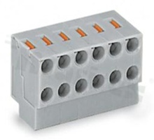 Listwa zaciskowa do PCB; Gniazdo; raster 3.50mm; 3-torowa; 6-zaciskowa; na przewód 0.14-0.50mm2 (26-20 AWG); ze stykiem sprężynowym; szara; 300V/2A