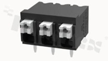 Listwa zaciskowa do PCB; w rastrze 5.00mm; 3-torowa; poziome wejście przewodu; na przewód 0.2-1.5mm2 (AWG 24-16); ze stykiem sprężynowym; czarna; UL 300V/12A
